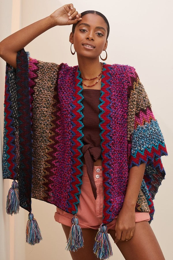 Fringed Knit Kimono