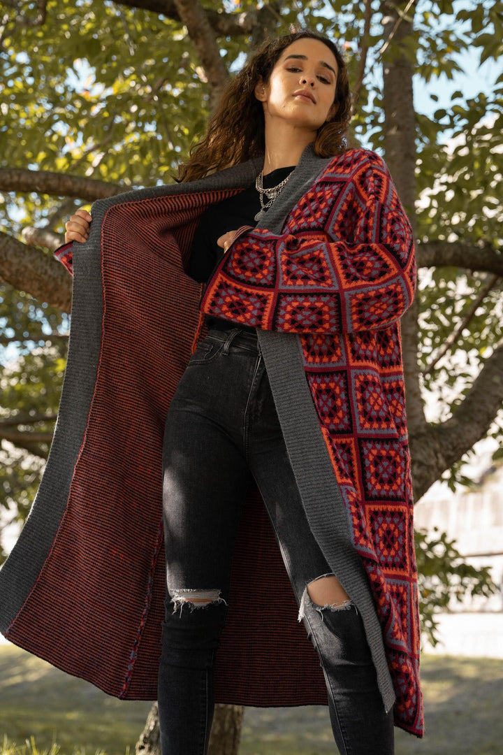 Knitted Square Patch Kimono