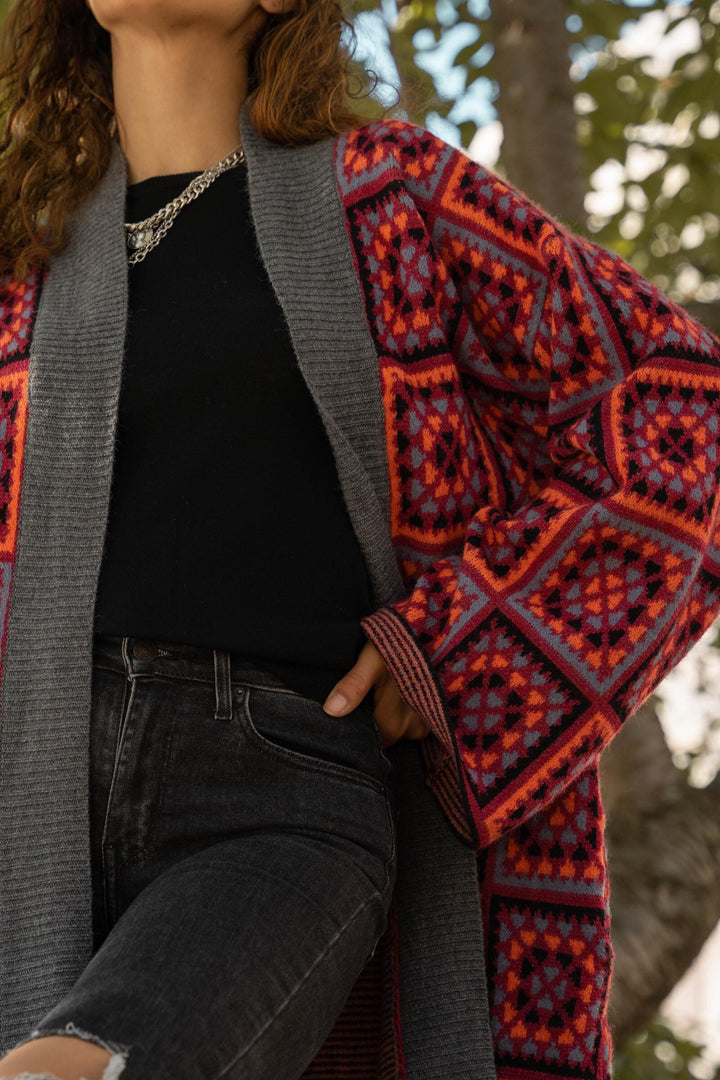 Knitted Square Patch Kimono