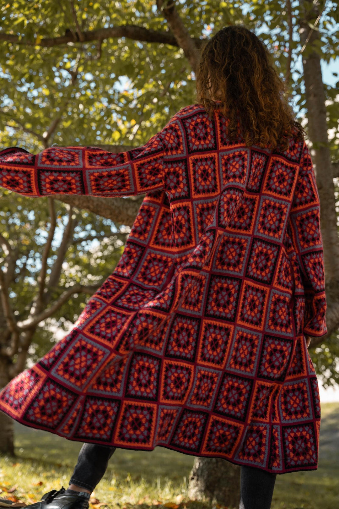 Knitted Square Patch Kimono