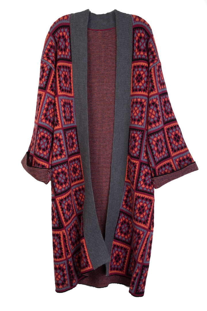 Knitted Square Patch Kimono