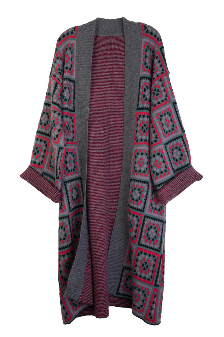 Knitted Square Patch Kimono