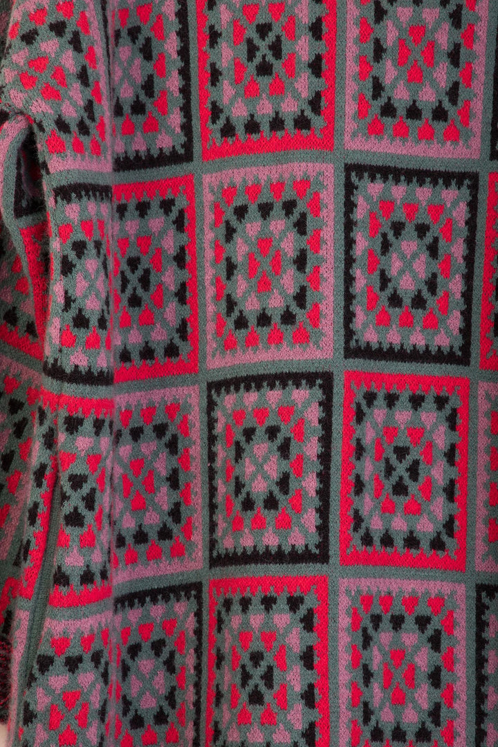 Knitted Square Patch Kimono