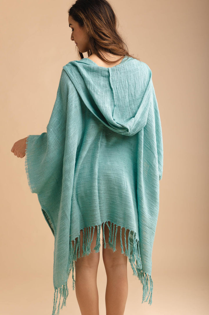 Dawn To Dusk Cotton Hooded Kimono With Fringe