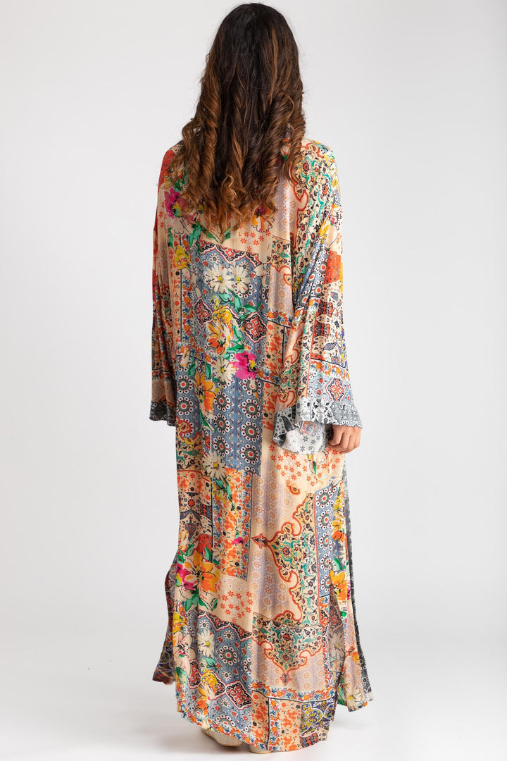 Exotic Mixed Floral Long Kimono