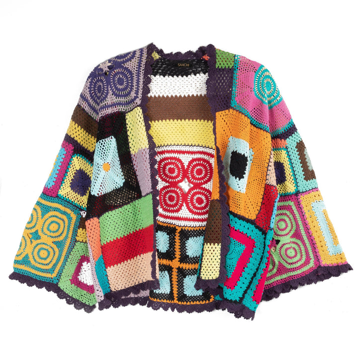 Multicolored Crochet Cardigan Cotton Jacket