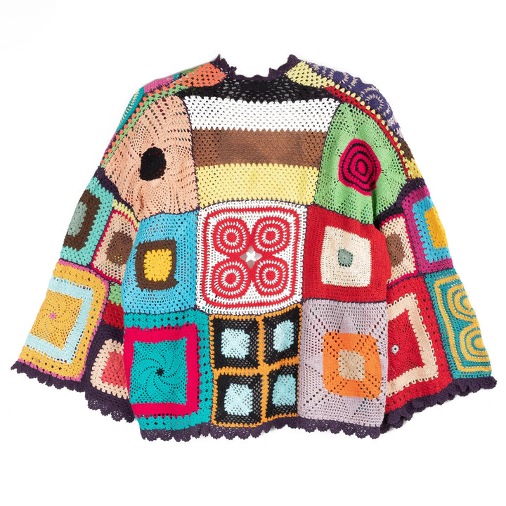 Multicolored Crochet Cardigan Cotton Jacket