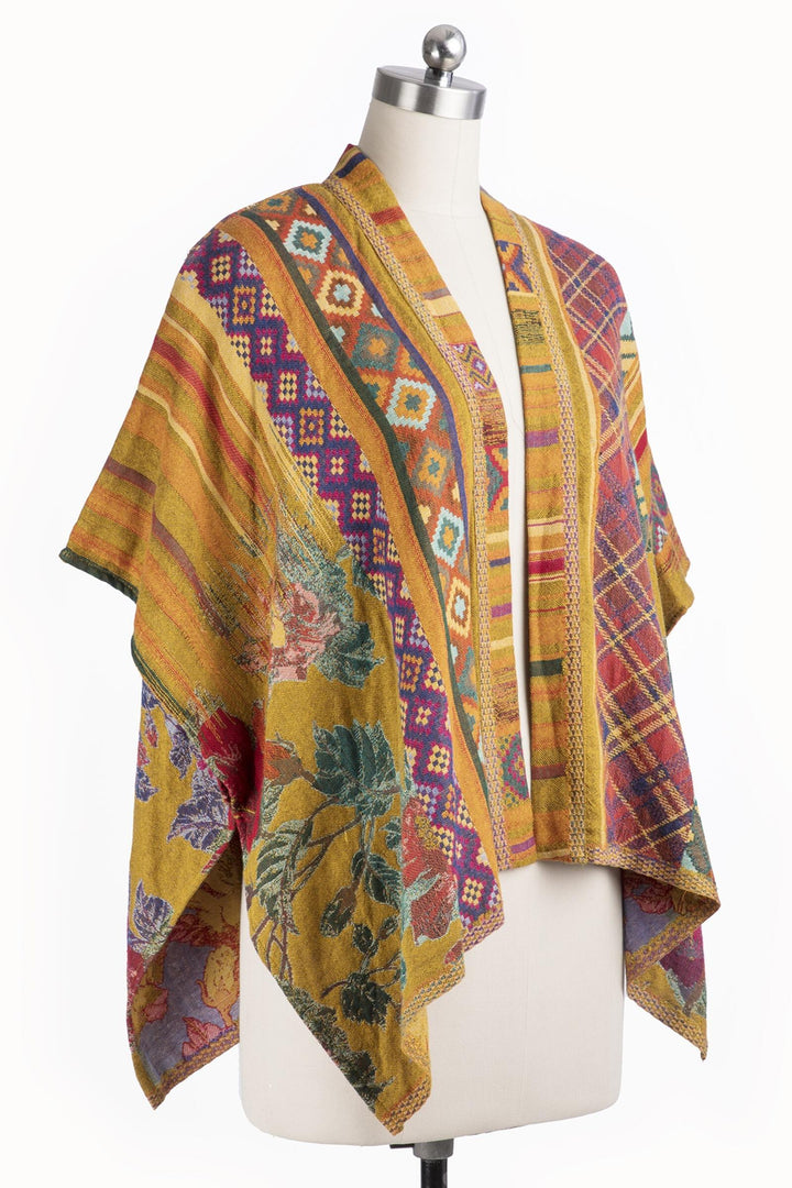 Floral Geometric Short Poncho