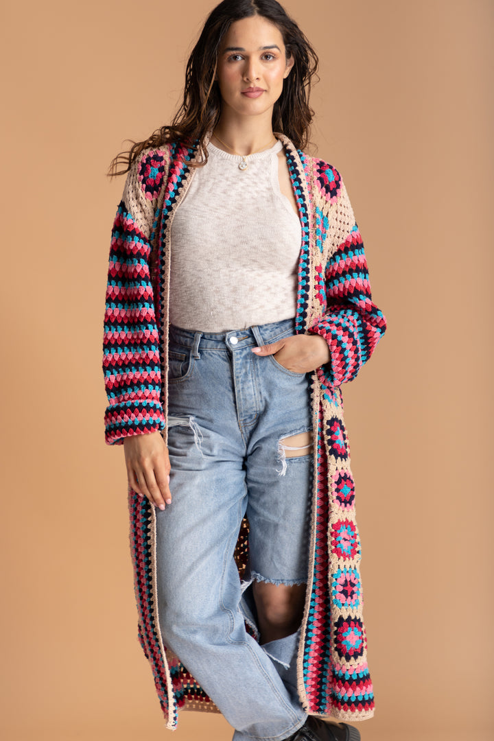 Cotton Granny Square Crochet Kimono
