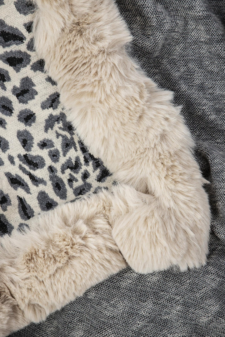 Faux Fur Cheetah Patterned Cape Kimono