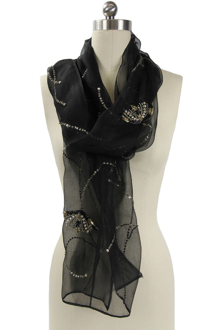 Organza Embellished Scarf