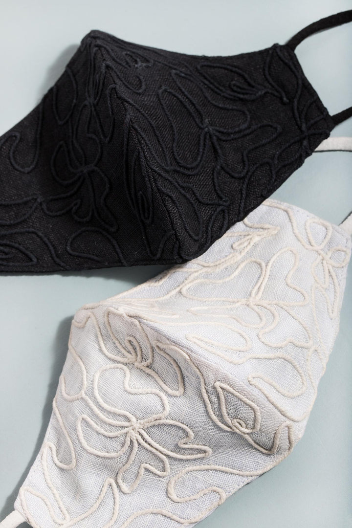Linen Embroidered Face Mask