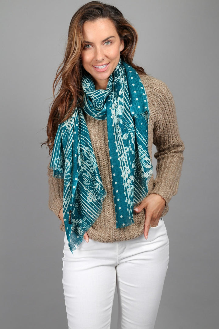 Multi Pattern Bordered Scarf
