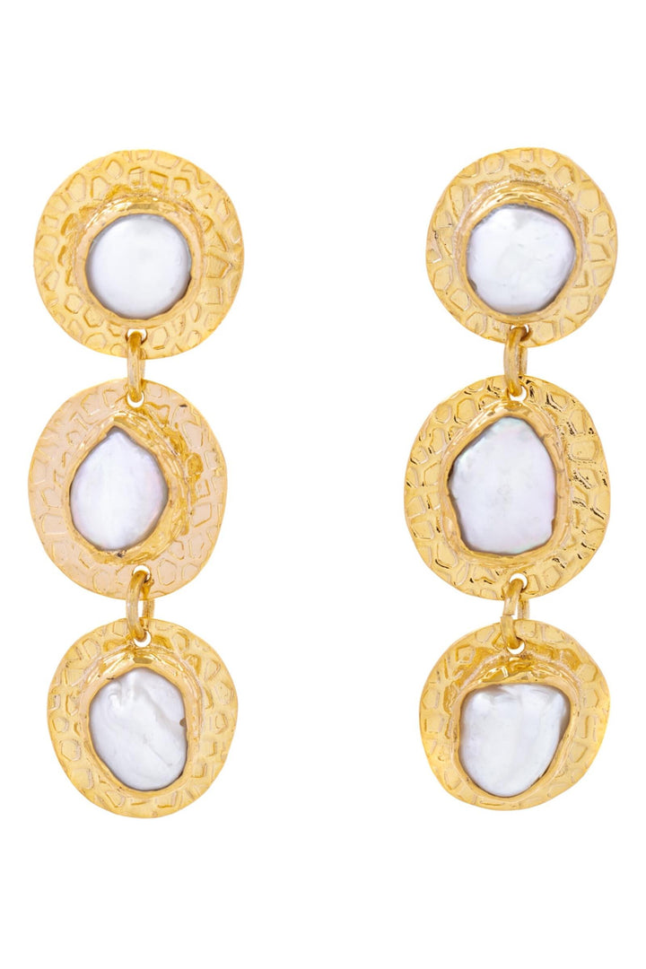 Freshwater Pearl Triplicity Dangle Earrings