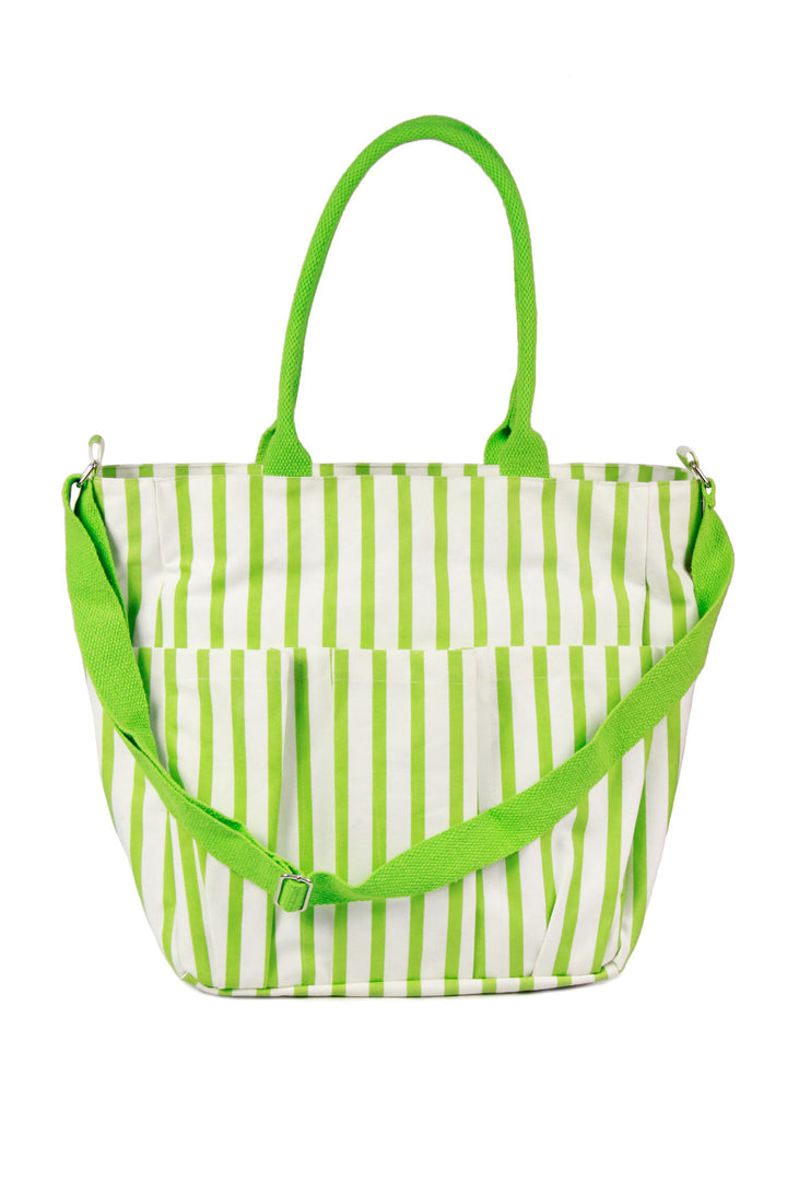 Green And White Striped Bag