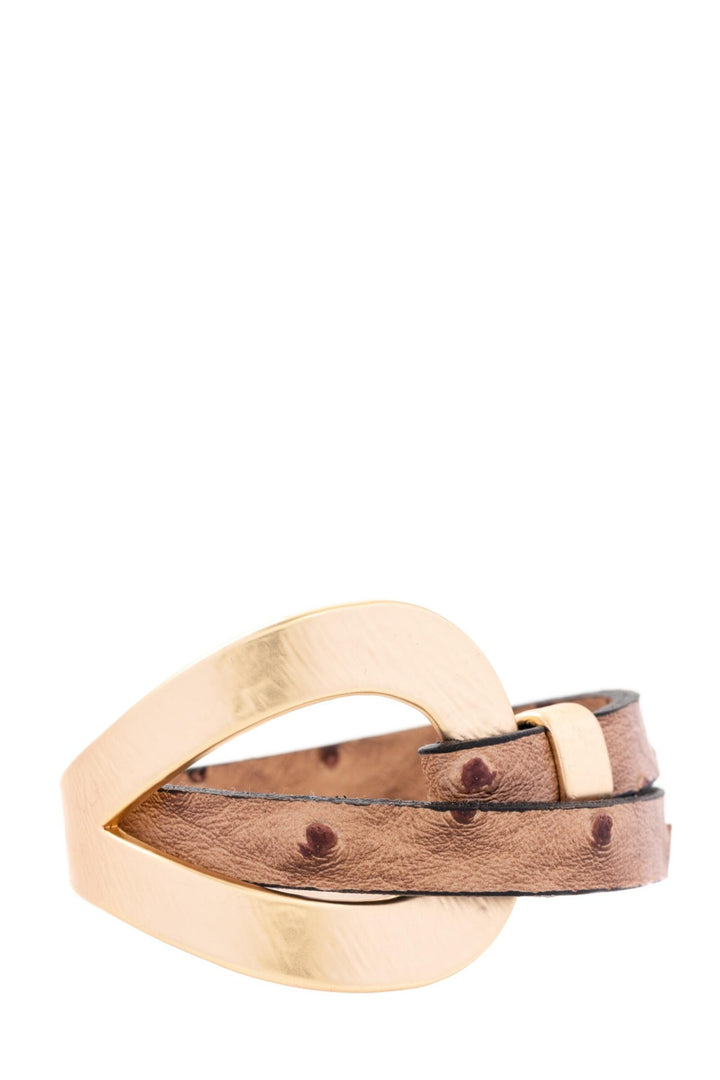 Hammered Double Wrap Leather Loop Bracelet