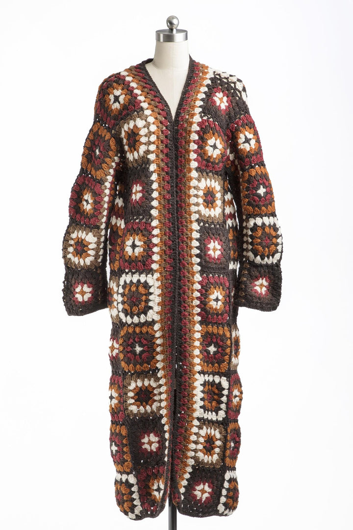 Woolen Granny Square Crochet Kimono