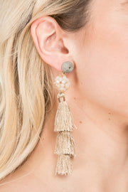 Tara Tassel Earring Cream