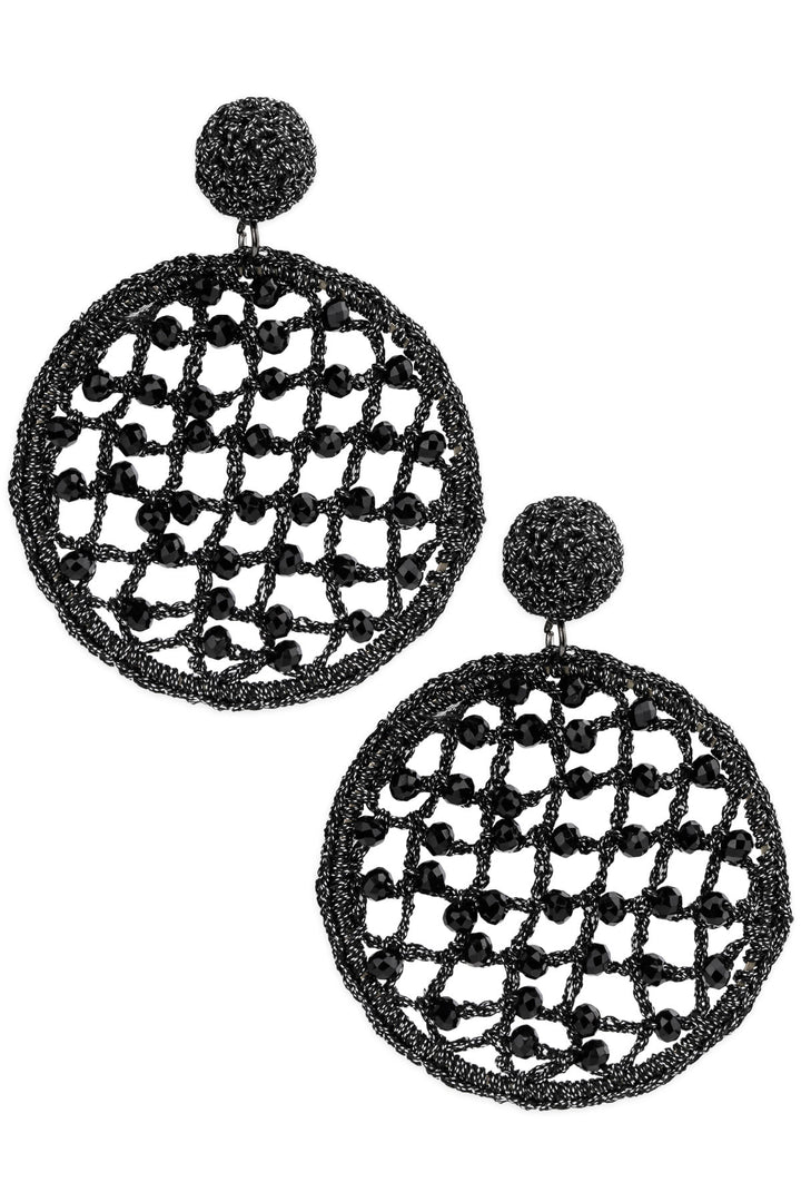 Black Sparkly Crystal Crochet Earrings