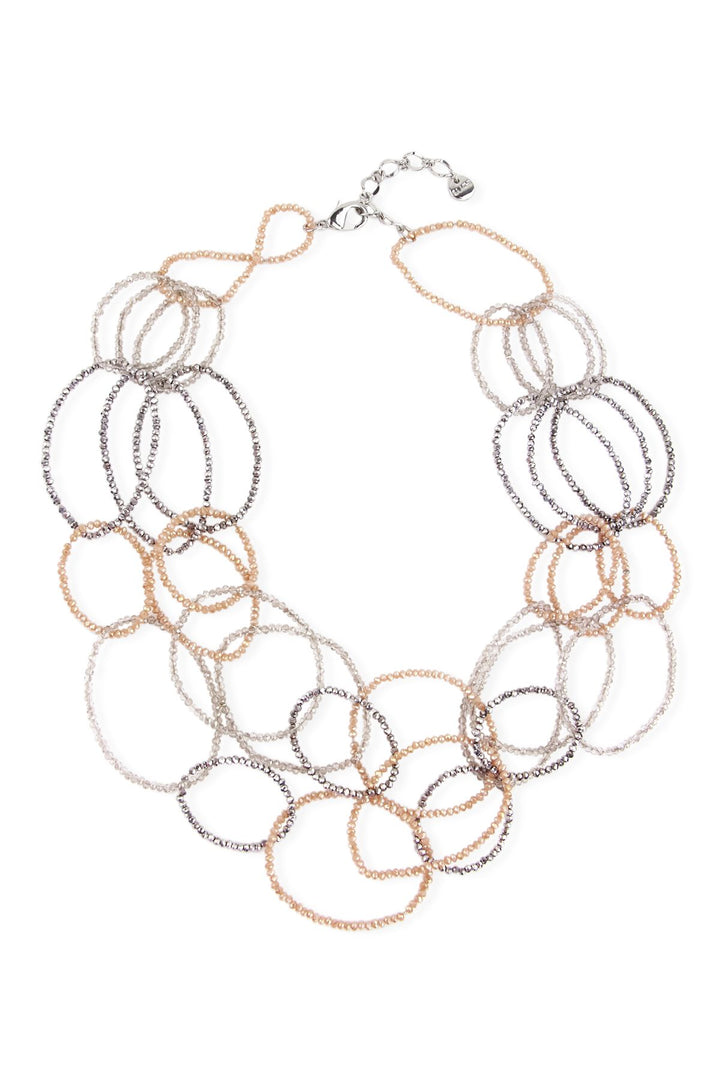 3-Multi Layer Oval Crystal Beaded Necklace