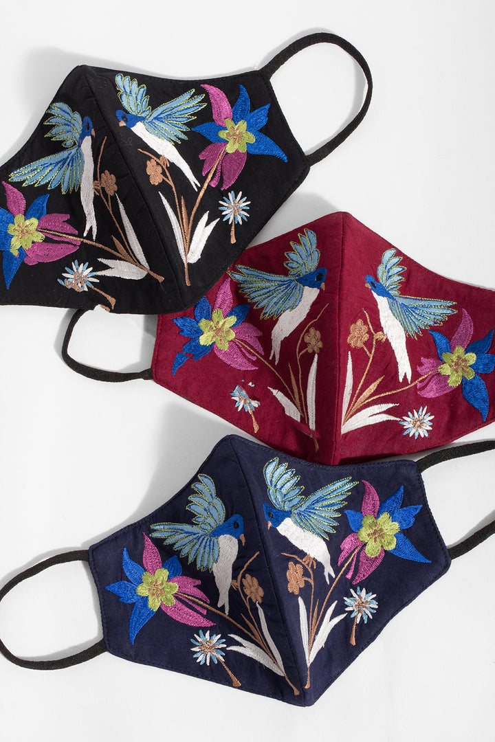 Hummingbird Hand-Embroidered Face Mask