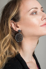 Black Sparkly Crystal Crochet Earrings