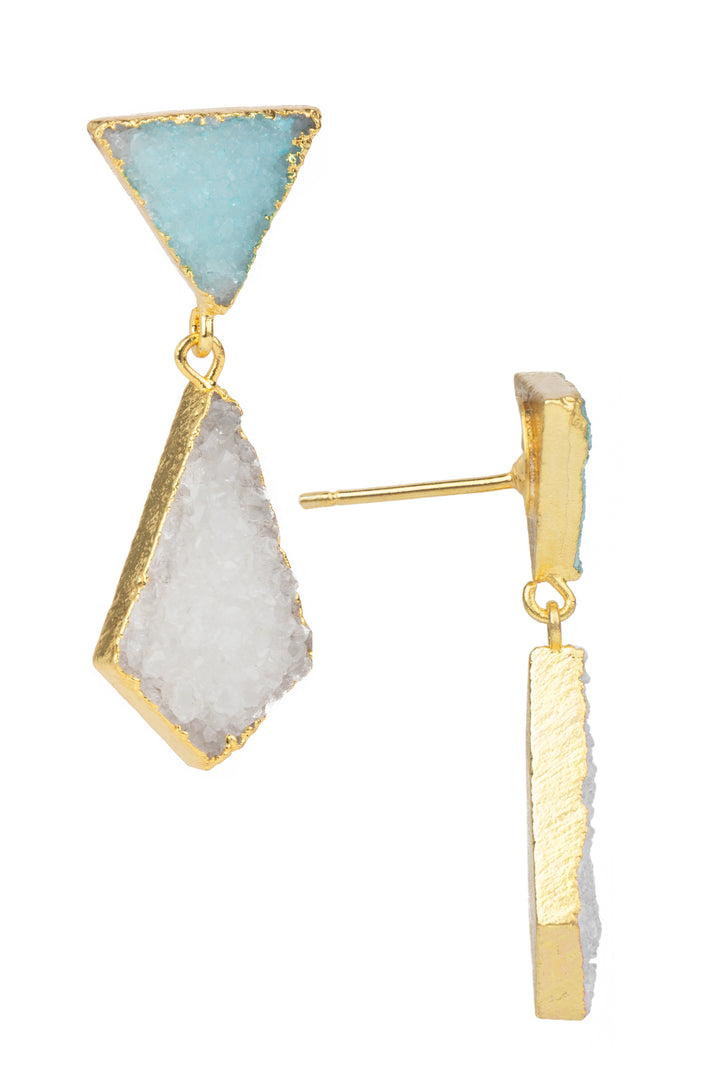 Carnival Multi Druzy Two Tone Dangle Earrings