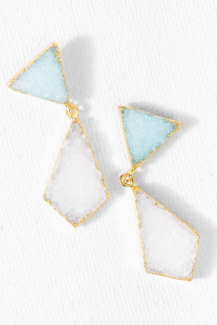 Carnival Multi Druzy Two Tone Dangle Earrings