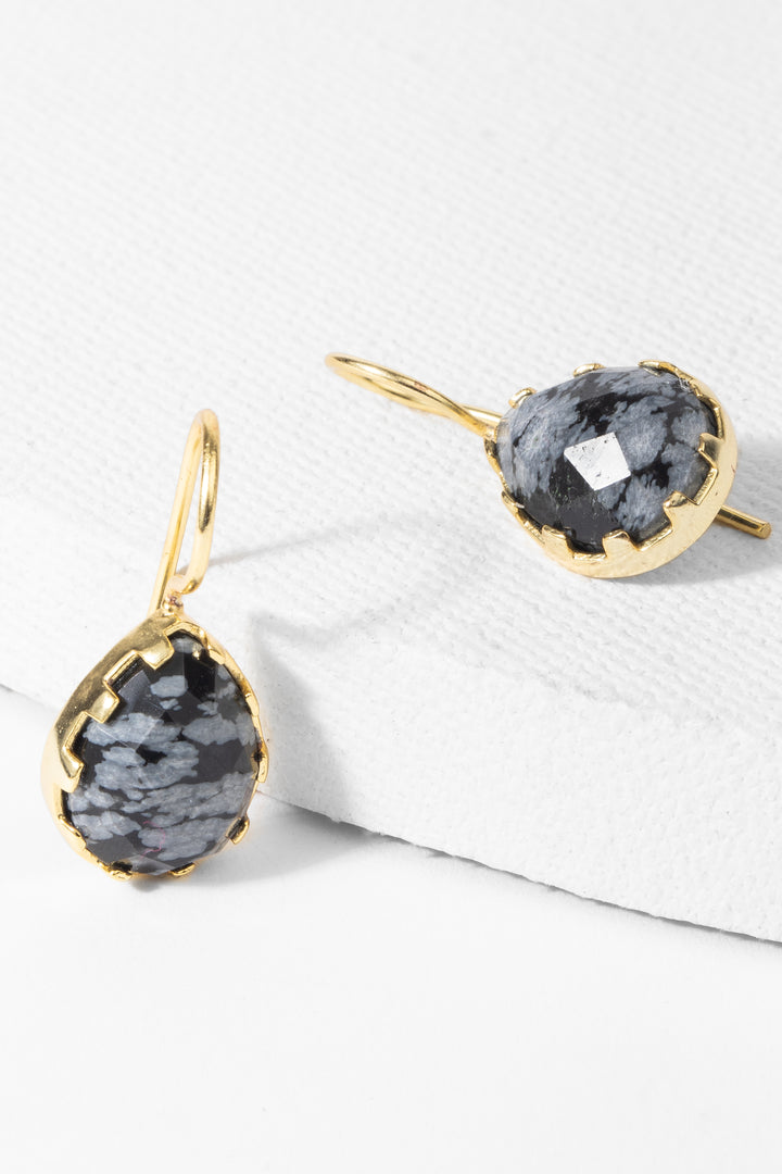 Twilight Single Agate Stone Pear Earrings