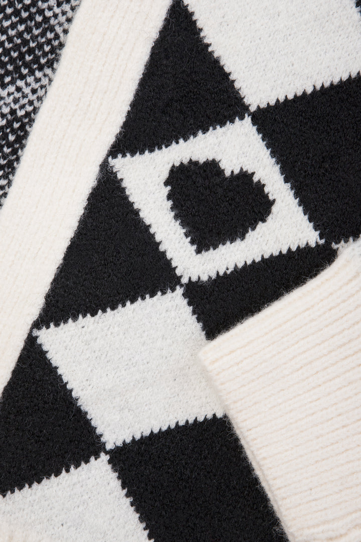 Checkered Hearts Cropped Cardigan