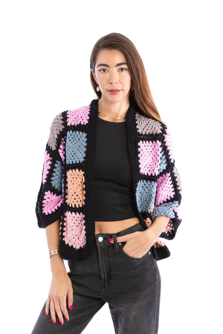 Modern Pastel Crochet Squared Short Jacket