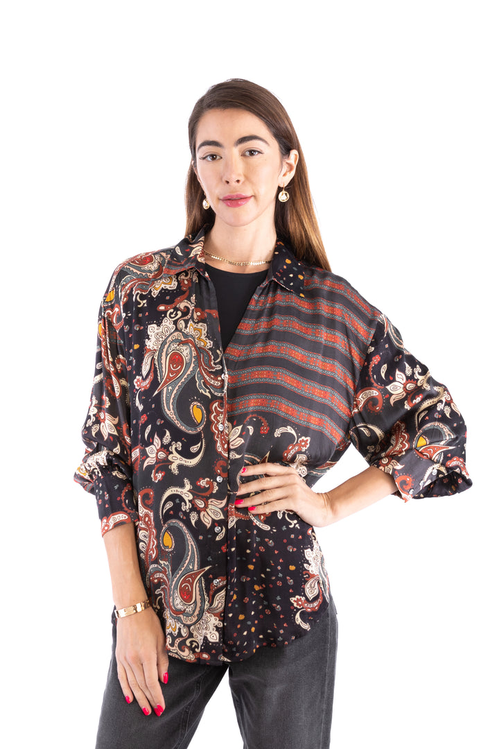 Satin Striped Paisley Shirt (Pack of 9)