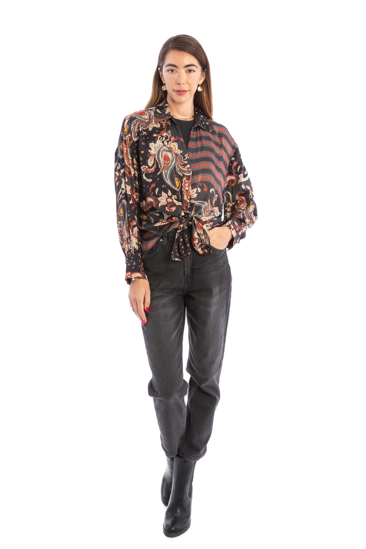 Satin Striped Paisley Shirt (Pack of 9)