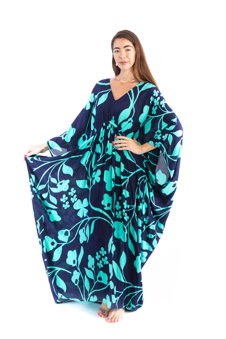 Shadow Floral Print Maxi Kaftan