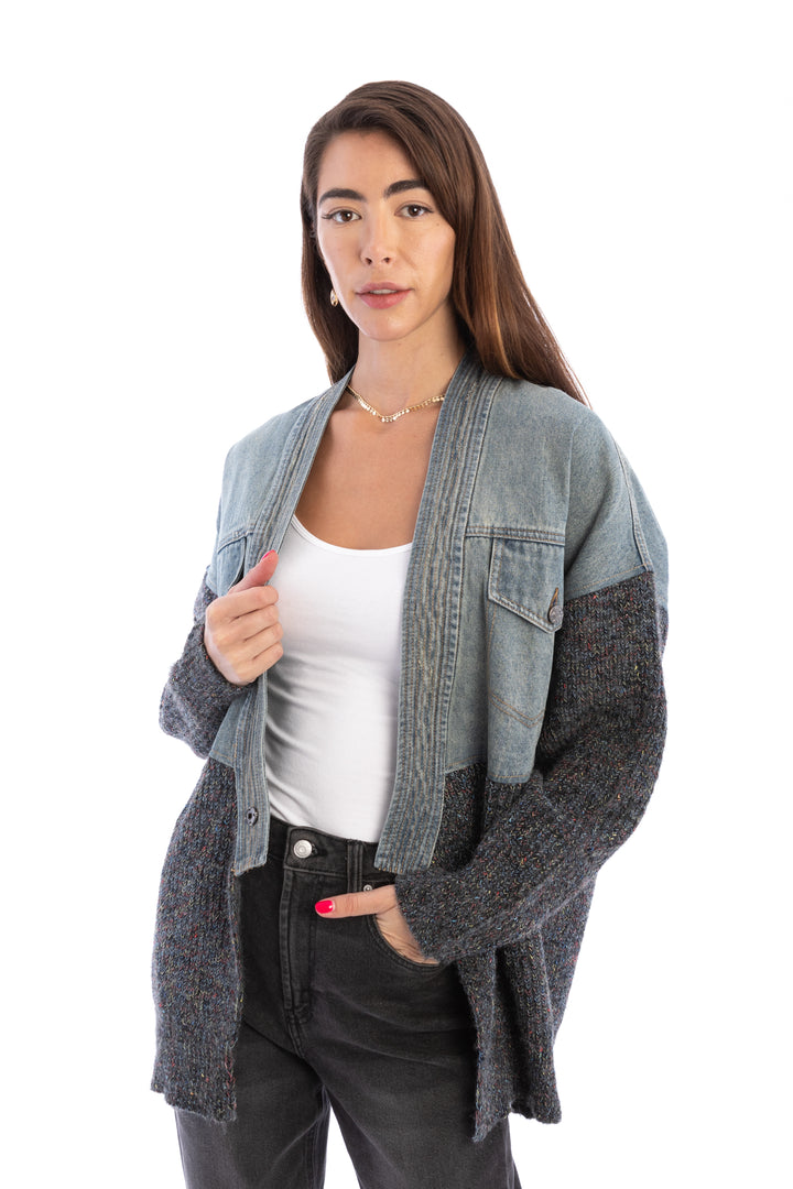 Denim and Grey Combo Jacket