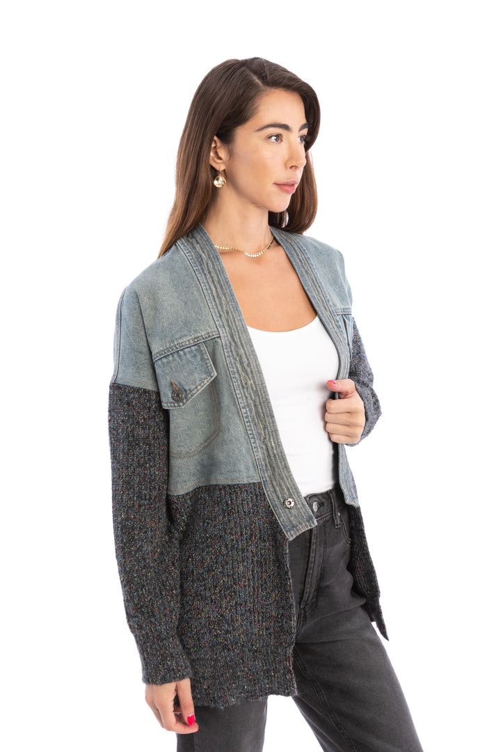 Denim and Grey Combo Jacket