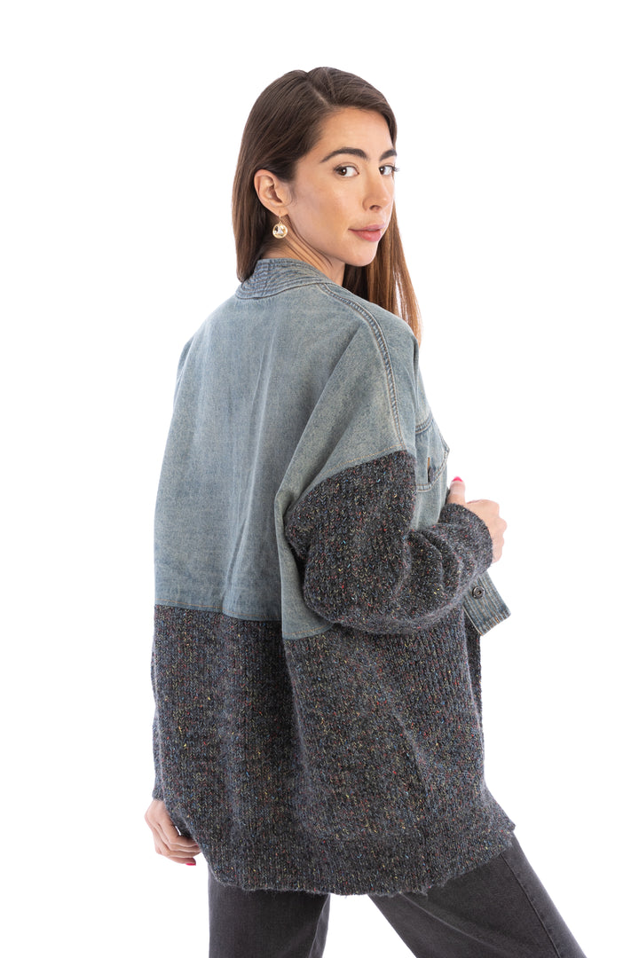 Denim and Grey Combo Jacket