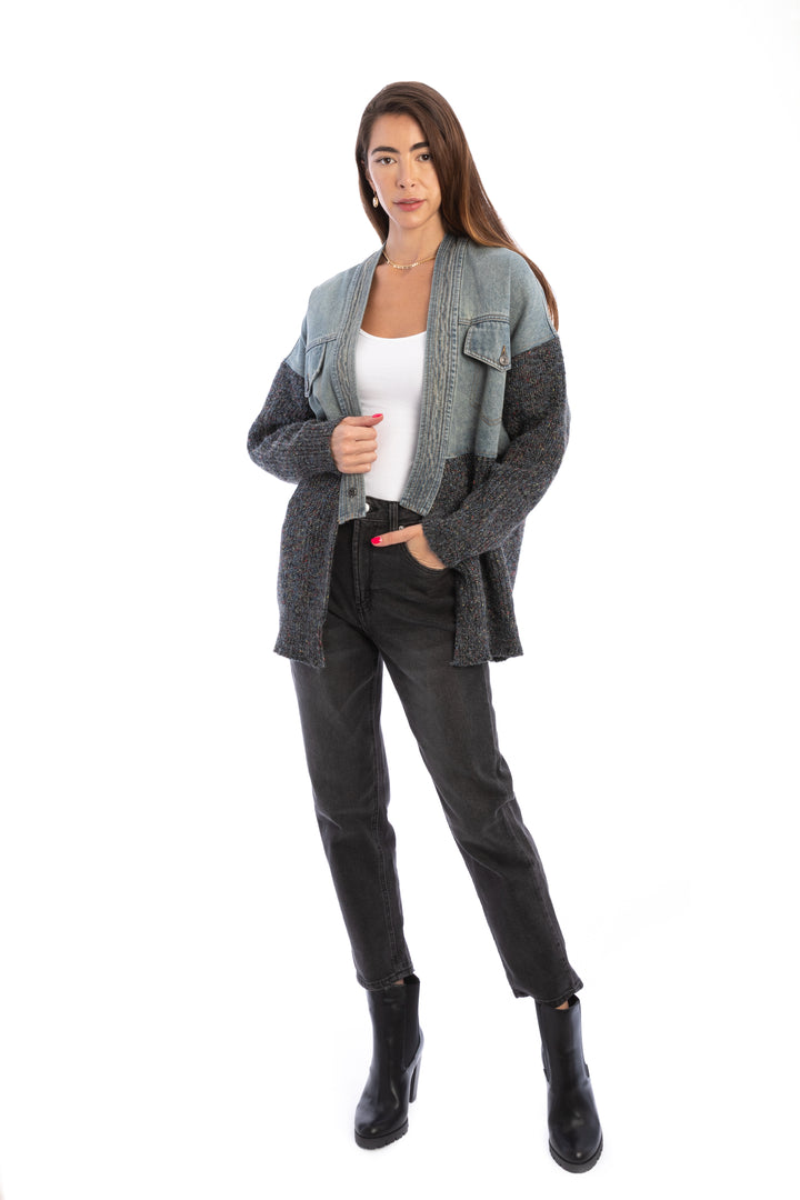 Denim and Grey Combo Jacket