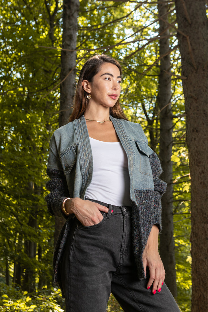 Denim and Grey Combo Jacket