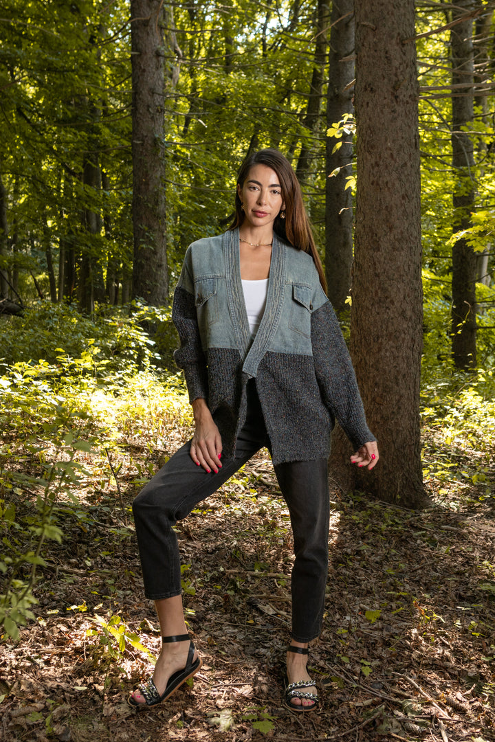 Denim and Grey Combo Jacket