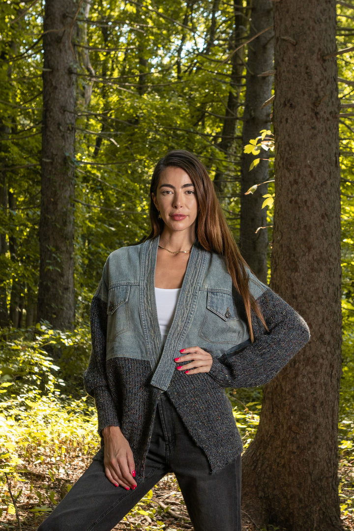 Denim and Grey Combo Jacket