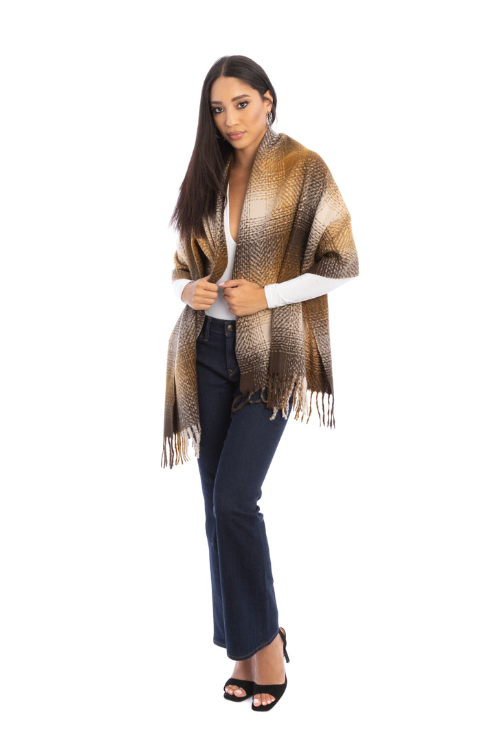 Multi Plaid Throw Scarf