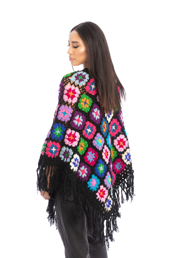Granny Fringe Crochet Poncho