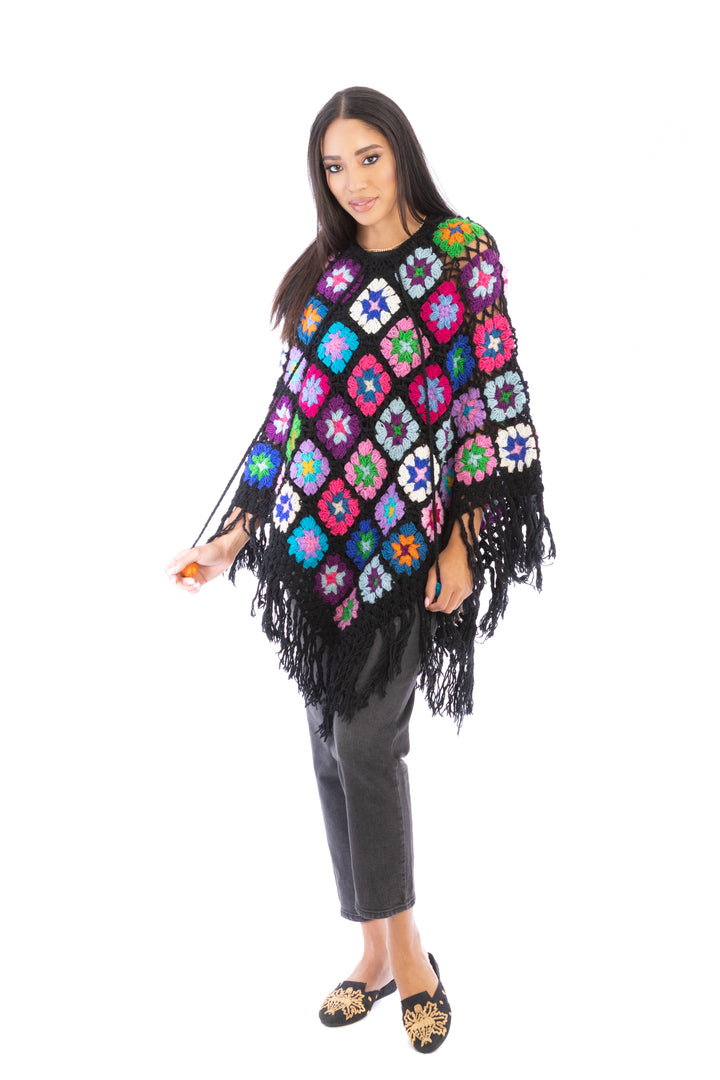 Granny Fringe Crochet Poncho