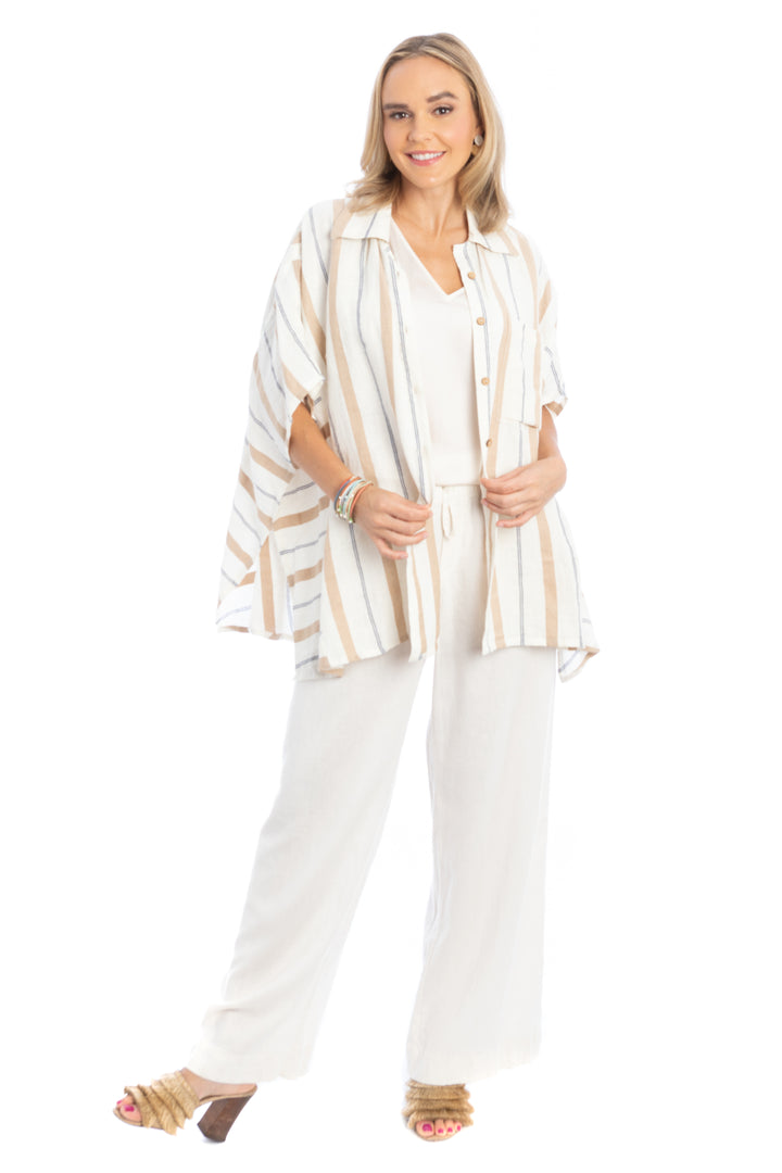 Oversized Striped Linen Cotton Shirt