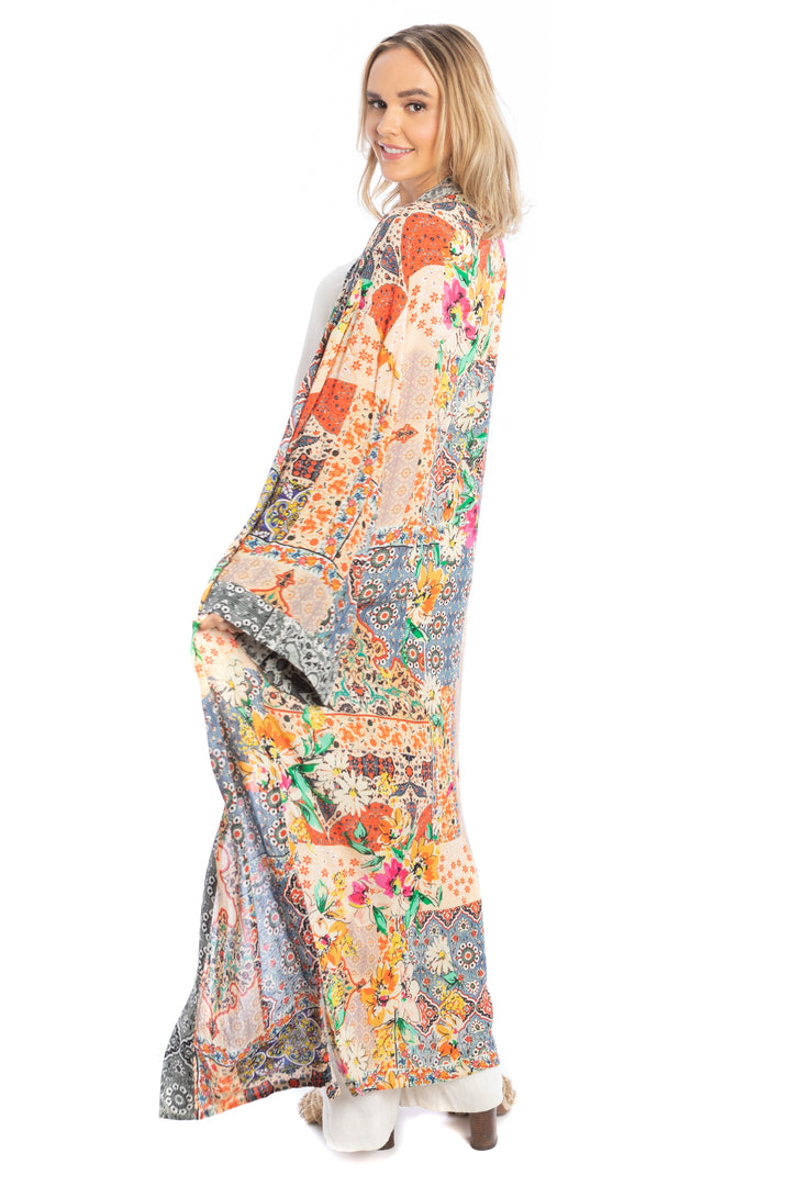 Exotic Mixed Floral Long Kimono