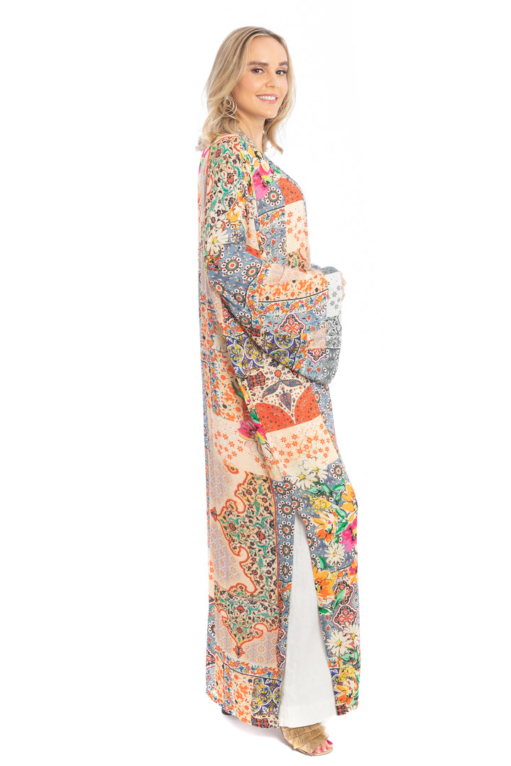 Exotic Mixed Floral Long Kimono