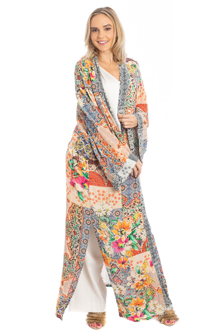 Exotic Mixed Floral Long Kimono