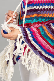 Open Weave Crochet Rainbow Poncho