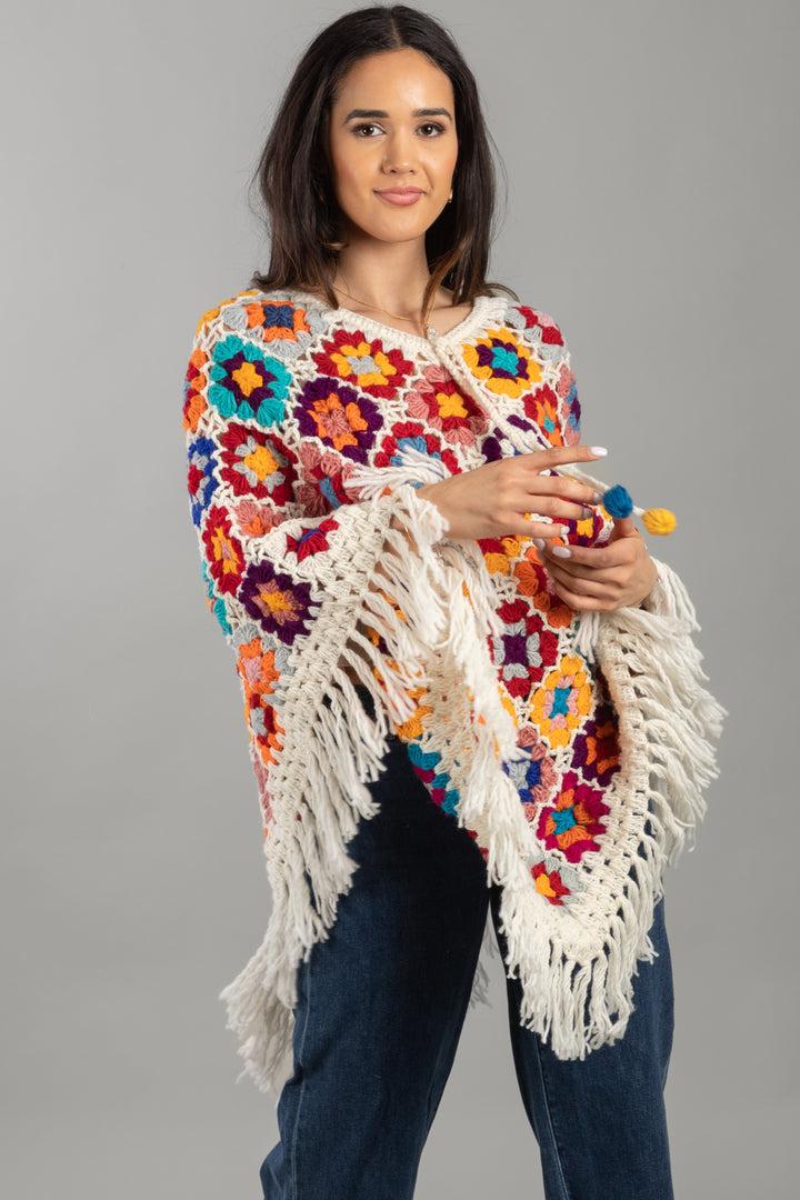 Granny Fringe Crochet Poncho